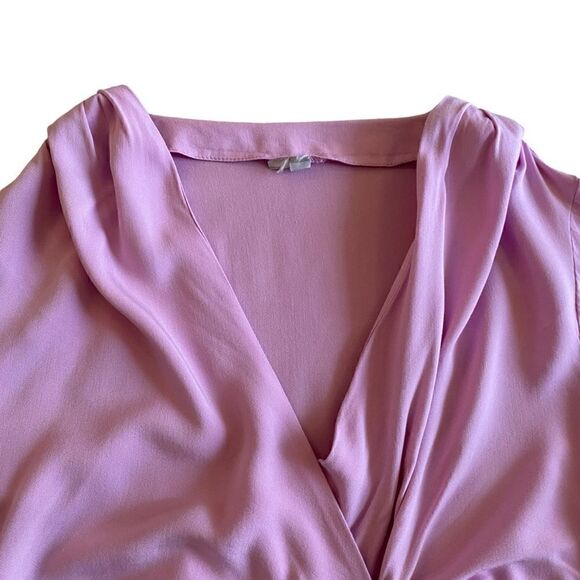 EUC ASOS Design Pink Long Sleeve Gathered Drape Front Top - Picture 7 of 11